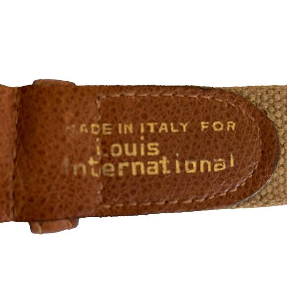 Vtg Made In Italy Frame Style Buckle Brown Belt Fabric Leather Casual Size 28 - Picture 7 of 7